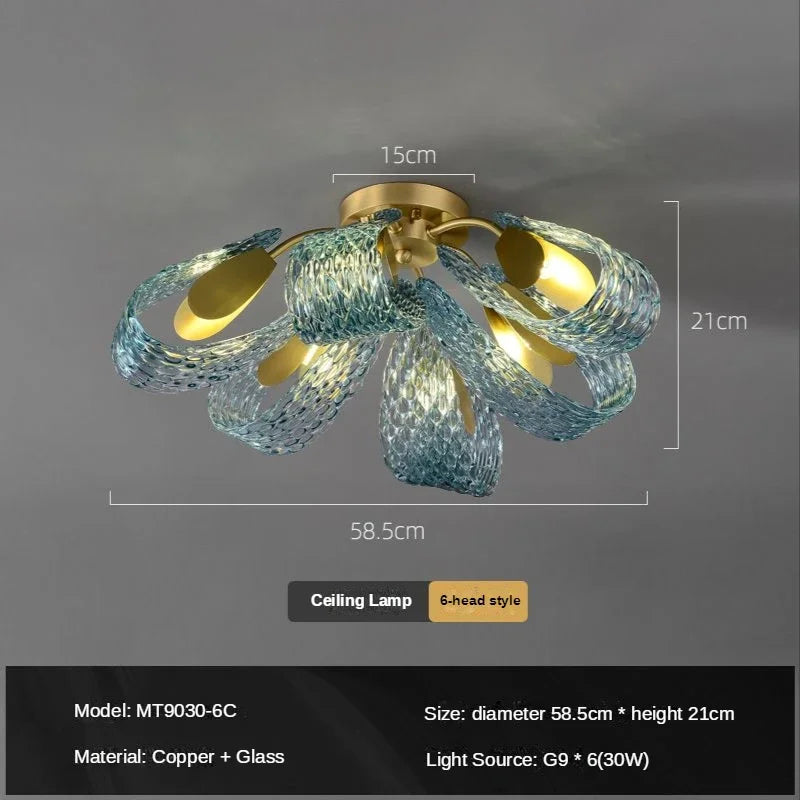 DecorBites™ Luxe Copper Leaf LED Ceiling Chandelier for Home, Bedroom, and Dining Room