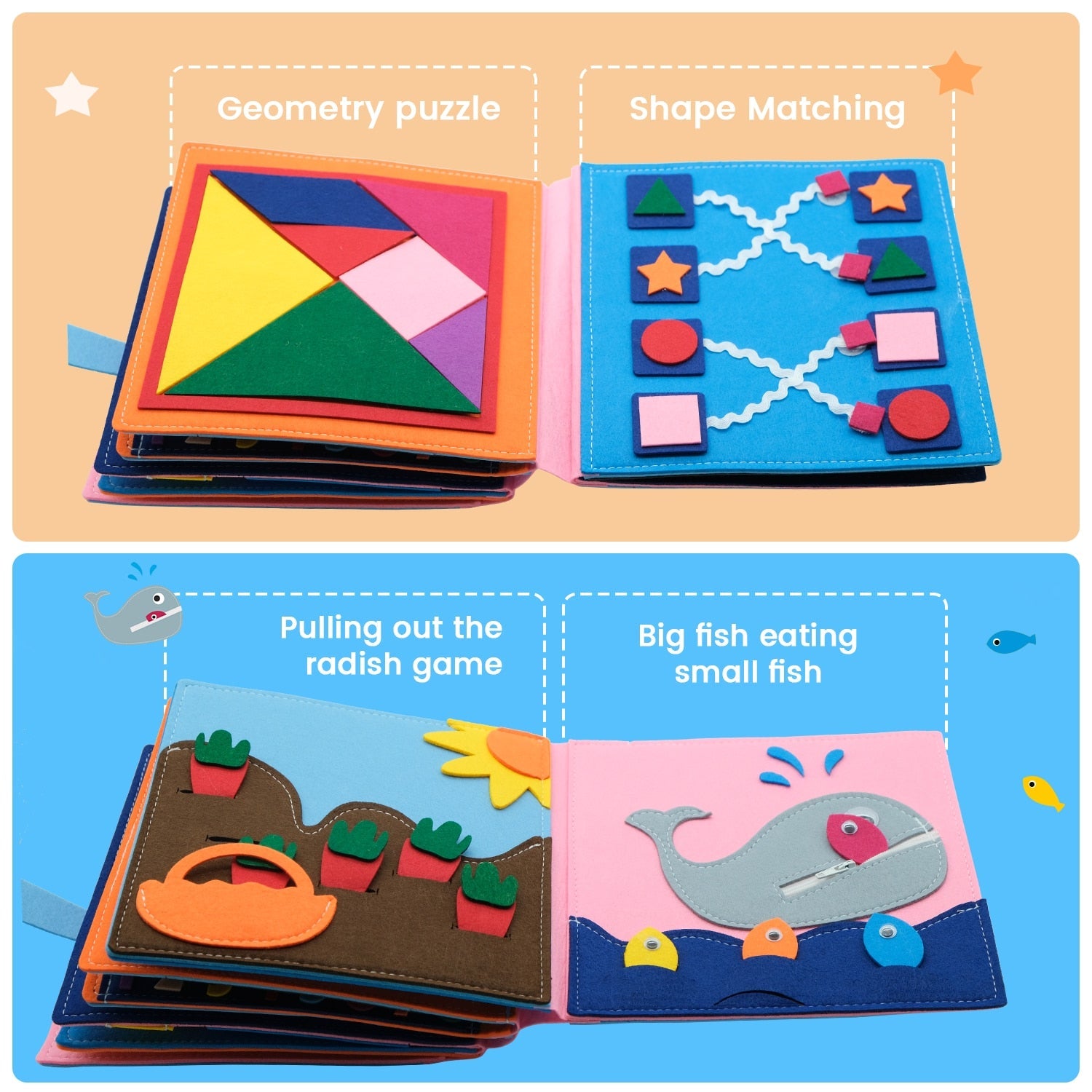 Cloth Book Toddler Montessori Toys DIY Craft Castle Rainbow  Handmade Book Busy Board Baby Early Learning Education Basic Life