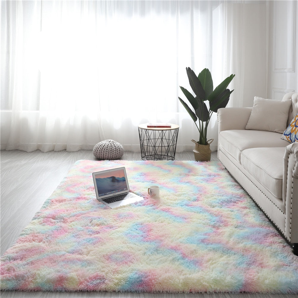 Plush Carpet for Living Room and Bedroom - Soft, Fluffy, and Anti-Slip Floor Rug - Elegant Lounge Decor and Solid Design