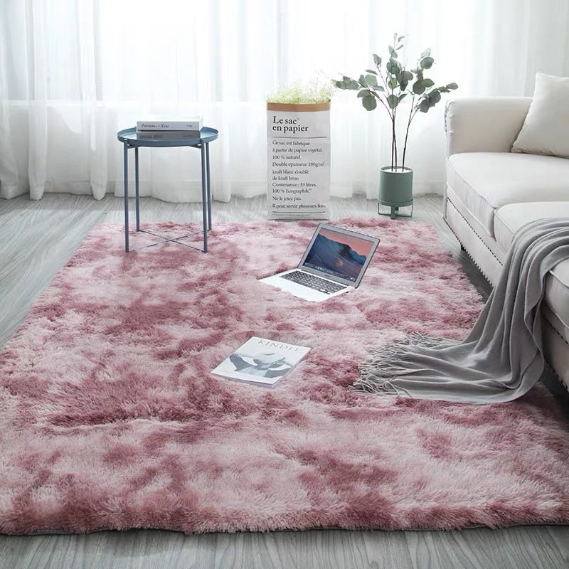 Plush Carpet for Living Room and Bedroom - Soft, Fluffy, and Anti-Slip Floor Rug - Elegant Lounge Decor and Solid Design