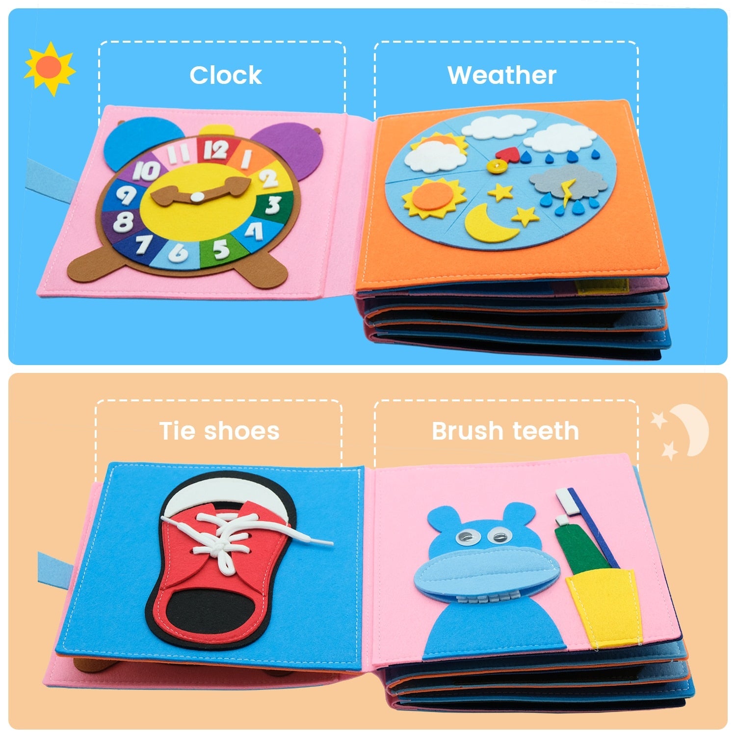 Cloth Book Toddler Montessori Toys DIY Craft Castle Rainbow  Handmade Book Busy Board Baby Early Learning Education Basic Life