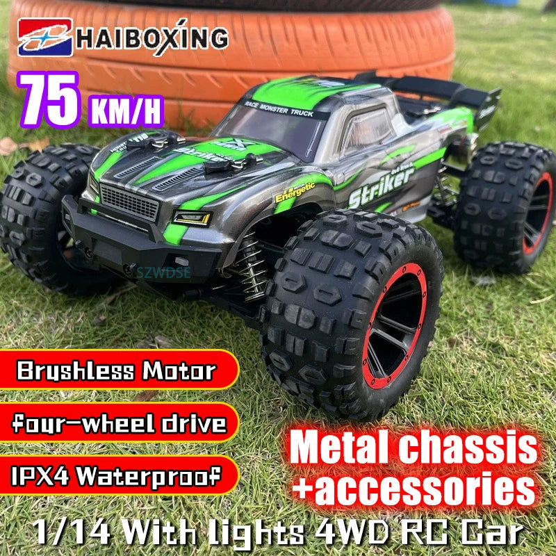 HAIBOXING 2105A 1:14 75KM/H 4WD RC Car Brushless RC Cars High Speed Drift Monster Truck Dual-battery for Kid vs Wltoy 144001 Toy