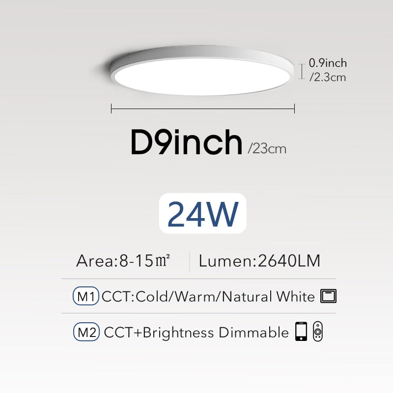 Smart Ultrathin 20-Inch LED Ceiling Lamp: Large Bedroom Lighting Fixture for Modern Living Room