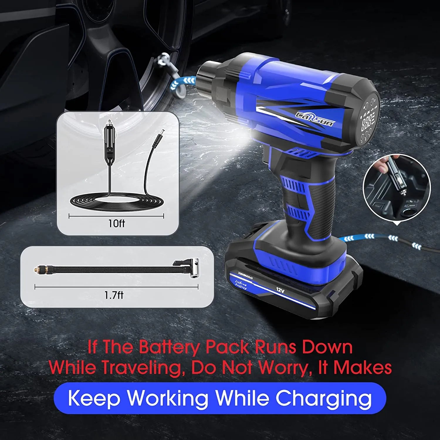 12V Cordless Tire Air Pump: Portable Electric Compressor for Tires – Auto Air Kompressor, Hassle-Free Inflation Anywhere