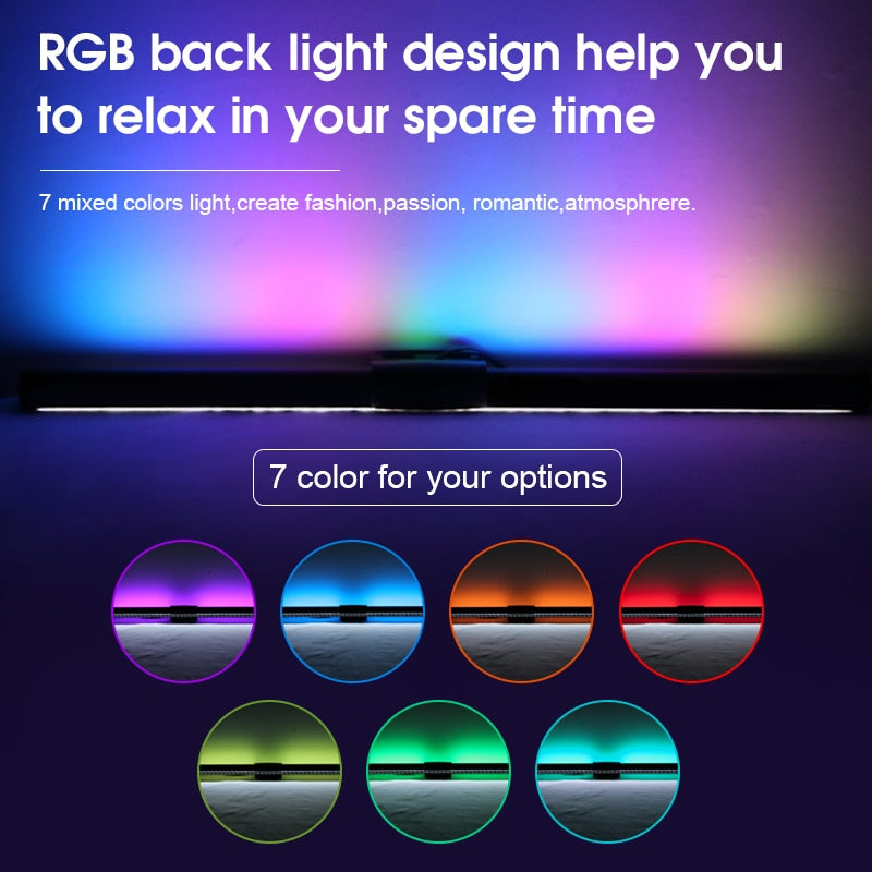 Desk Lamps: RGB LED Monitor Lights Bar with Stepless Dimmable Feature - Screen Hanging Light for Computer Screen Backlight in Home Office Study