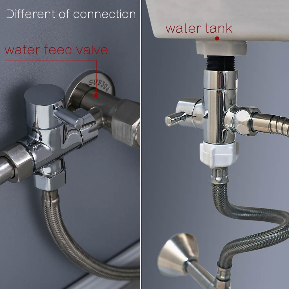 Stainless Steel Handheld Bidet Sprayer Set for Toilet - Bathroom Hand Bidet Faucet with Self-Cleaning Shower Head