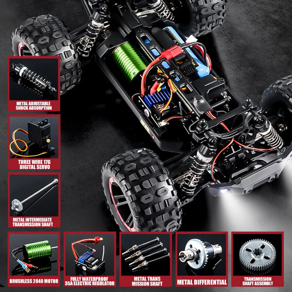 HAIBOXING 2105A 1:14 75KM/H 4WD RC Car Brushless RC Cars High Speed Drift Monster Truck Dual-battery for Kid vs Wltoy 144001 Toy