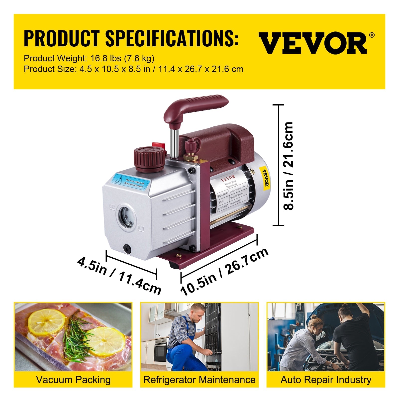 HVAC Refrigeration Vacuum Pump: 1-Stage, Choice of Manifold Gauge, 1.8-12CFM - Essential for Refrigerant Air Conditioning Maintenance