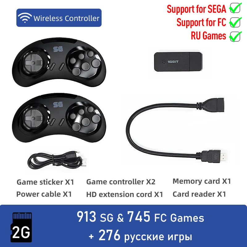 DATA FROG USB Wireless Handheld TV Video Game Console Build In 1900 Games 4k HDMI-Compatible Retro Game Console for SEGA/FC/GBA