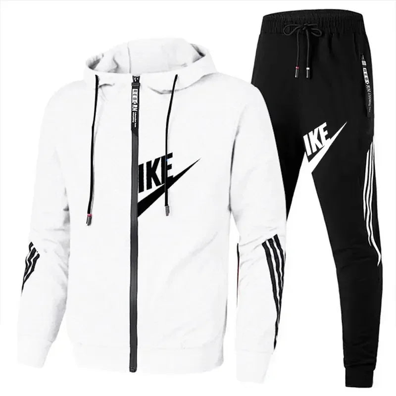 Relaxed high-quality men's suit, featuring a hooded sports shirt, hooded sports outfit, and long-sleeved sports clothing.