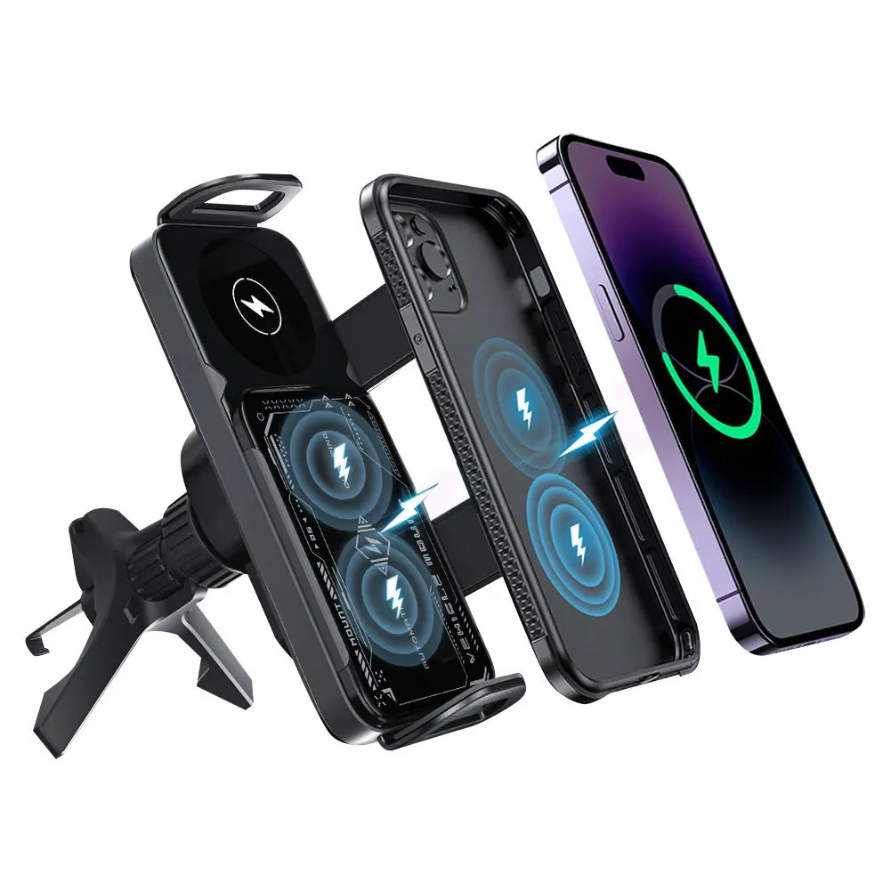 Car Wireless Charger One-Touch Rotatable Auto Rotating Phone Holder Fast Charging Cell Phone Holder for Fold Screen Phone