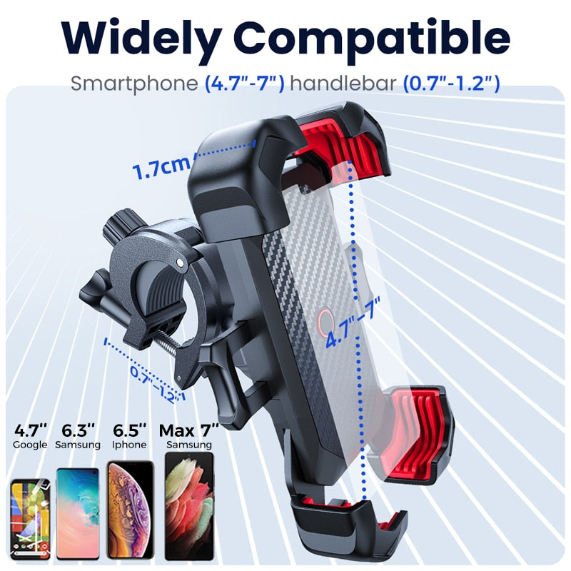 Joyroom Bike Phone Holder - 360° Universal Bicycle Phone Holder for 4.7-7 inch Mobile Phones - Shockproof Bracket with GPS Clip