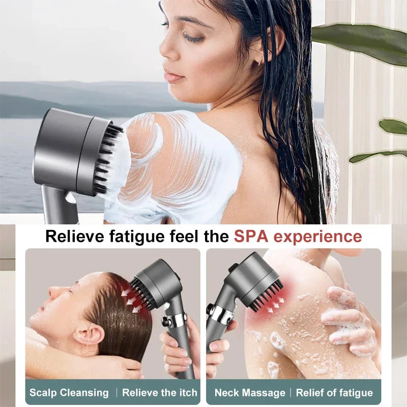 DecorBites™ High Pressure Showerhead with Filter, 4 Modes Massage, Water Saving