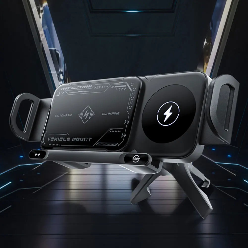 Car Wireless Charger One-Touch Rotatable Auto Rotating Phone Holder Fast Charging Cell Phone Holder for Fold Screen Phone