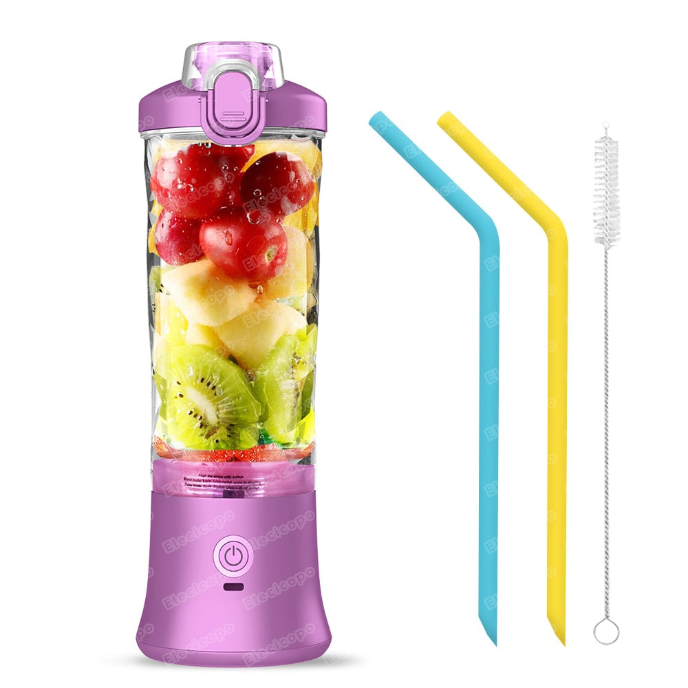 Multifunctional Portable Electric Juicer: 600ML Fruit Mixers Blender with 4000mAh USB Rechargeable Smoothie Mini Blender Machine