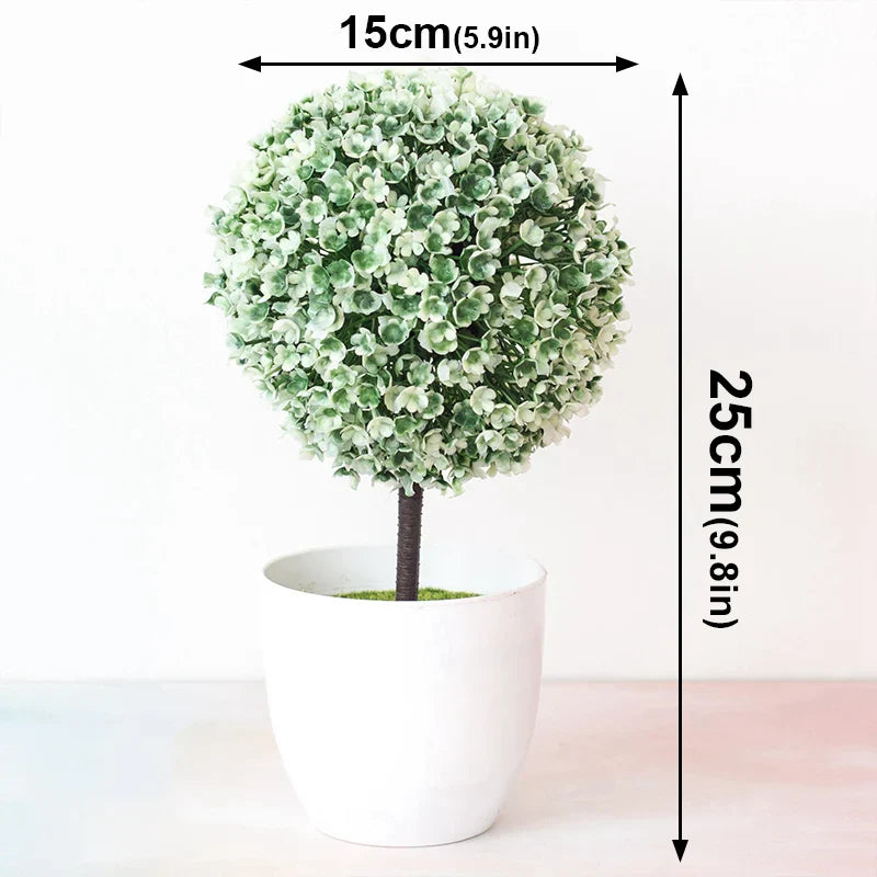 Artificial Plants Potted Green Bonsai Sakura Snowball Home Decor