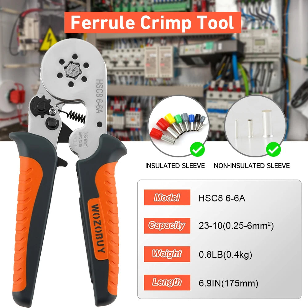 Professional Electrician's Crimping Tool Set - HSC8 6-4/6-6 Ferrule Clamp for Tubular Terminals,Ferrule Crimping Tool Kit