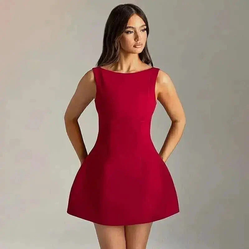 Townlike Elegant A-Line Mini Dress - Deep V Neck Party Dress