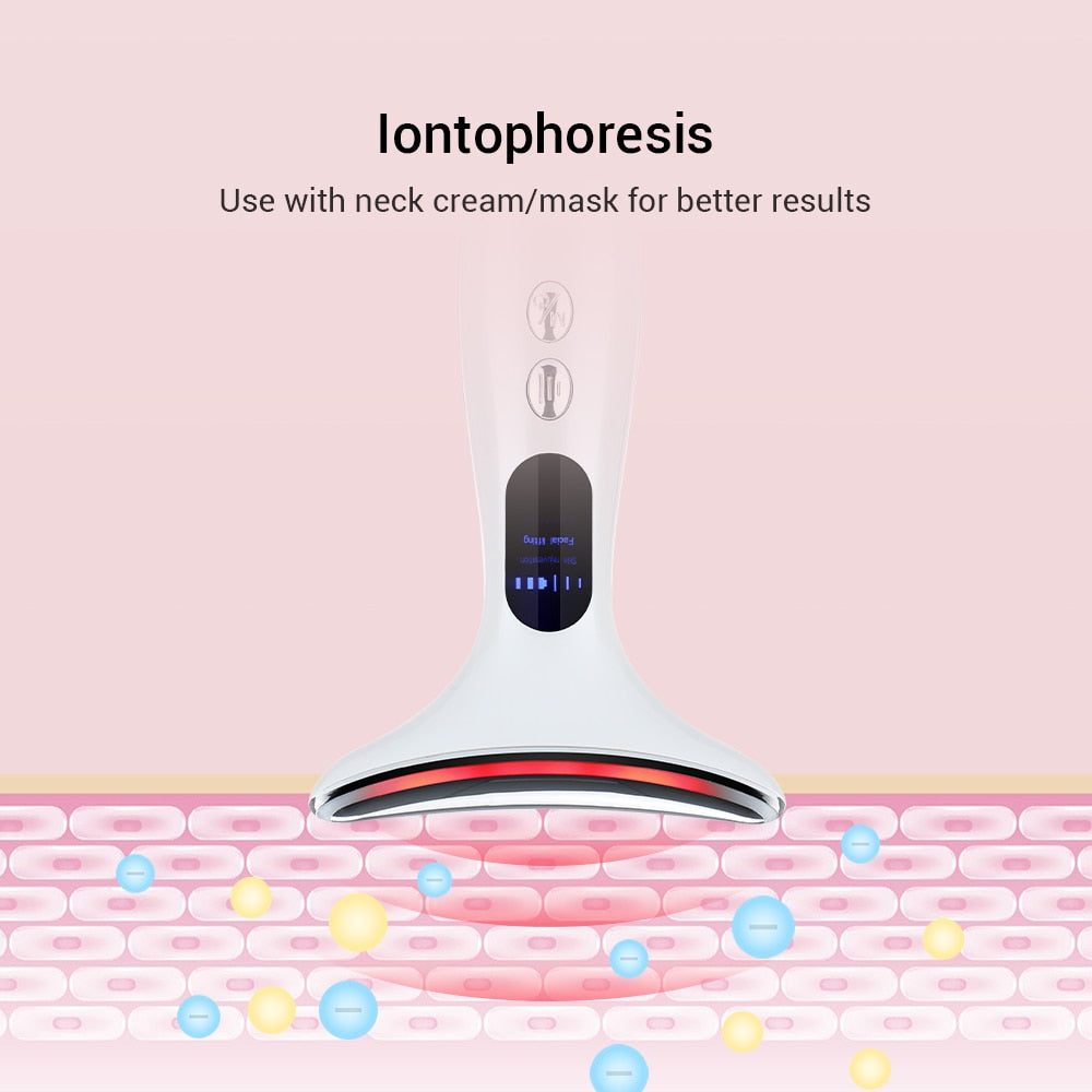 Heat EMS Face Neck Massager ION LED Photon Therapy Facial Lifting Beauty Devices Remove Double Chin Anti Wrinkle Skin Care Tools