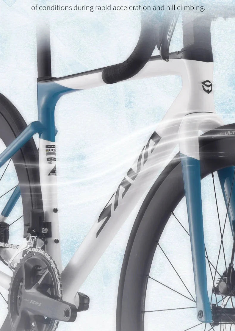 SAVA 2025NEW HAWKEYE SLR7 Carbon Fiber Road Bike with Shimano 105 DI2 R7170 Component Hydraulic Discs, Complete Adult Racing Set