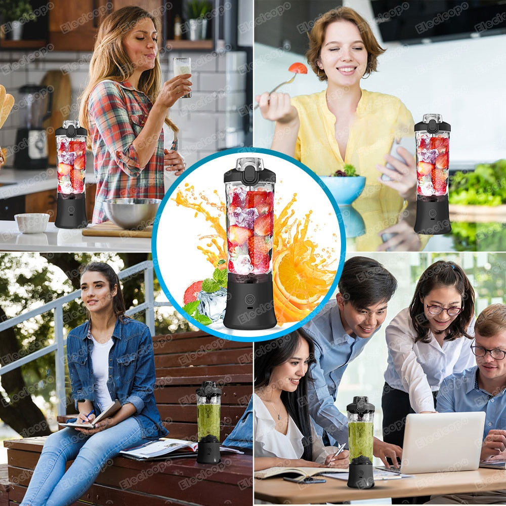 Multifunctional Portable Electric Juicer: 600ML Fruit Mixers Blender with 4000mAh USB Rechargeable Smoothie Mini Blender Machine