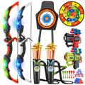 VATOS 2X Bow Arrow + Guns Toy For Kids Night-Light Archery Stand Target Board Indoor Outdoor Game Toys Boys Girls Christmas Gift