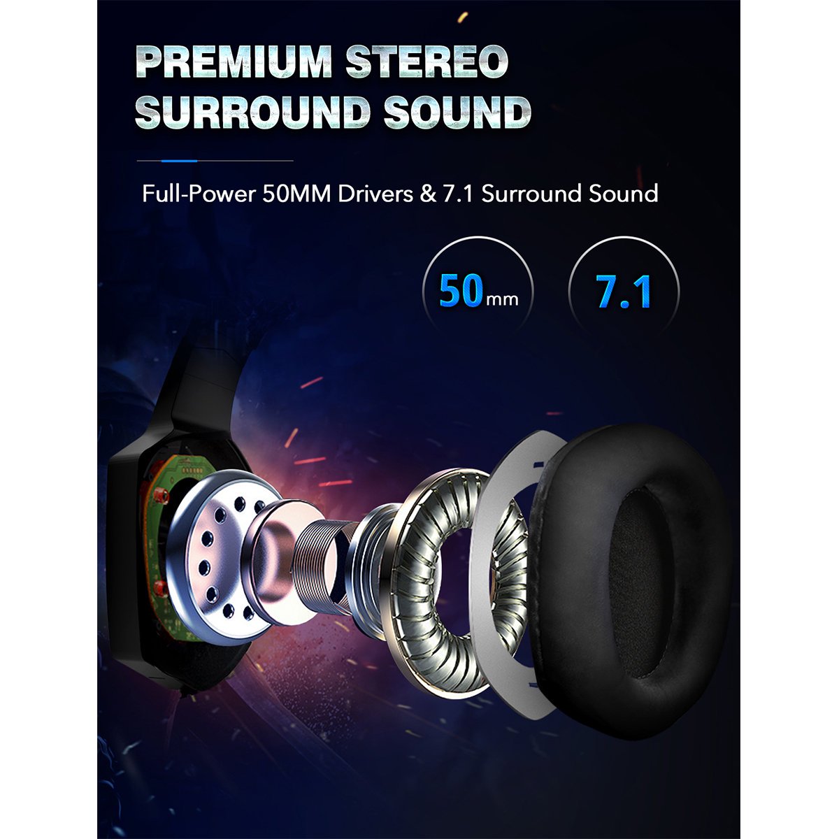 Over-Ear Gaming Headphones with Microphone & LED Light for PS4, Xbox One, PS5, Sega Dreamcast, PC, and PS2 - Noise-Canceling Gaming Headset