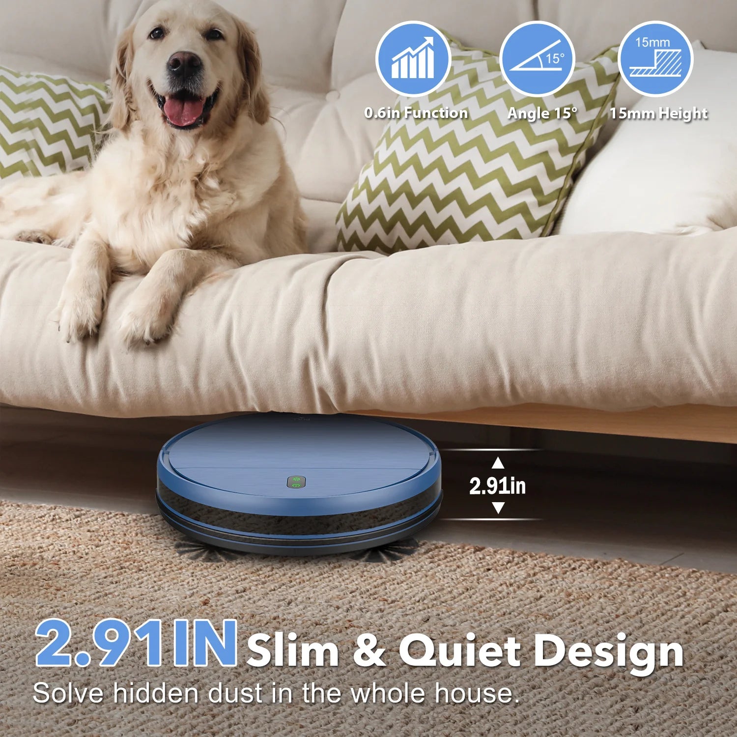 OMESER Blue Robot Vacuum and Mop Combo 2 in 1 Robot Mop and Vacuum 5000Pa Robotic Vacuum Cleaner Floor Carpet Washing Appliance