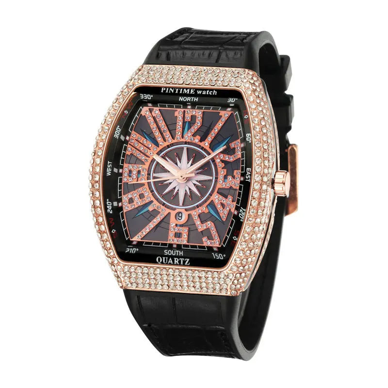 Fashion Mens Watches Men Wristwatches Automatic Quartz Man Clock Male Luxury Reloj Diamond Big Large Arabic Numeral Dial Watch