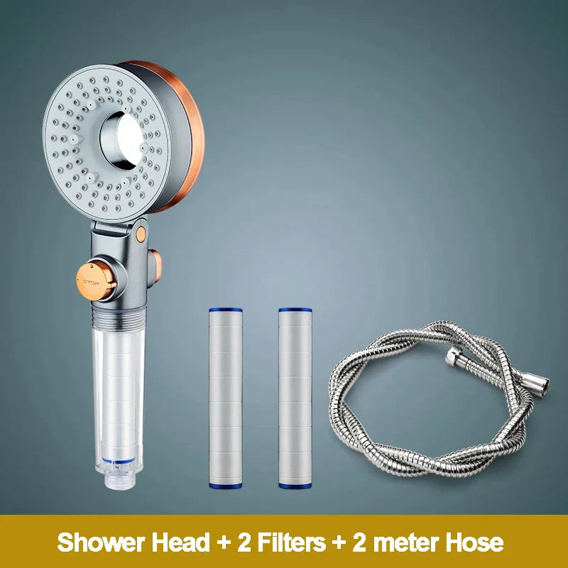 DecorBites™ Dual-Sided Shower Head 3 Jettings Water Saving Filtration Round Rainfall