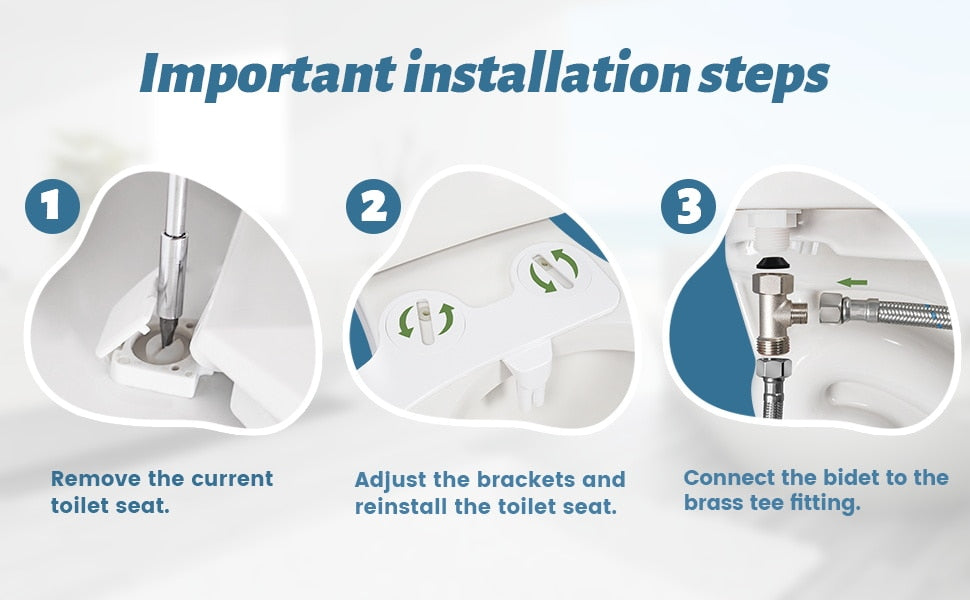 Hygienic Non-Electric Button Bidet - Dual Nozzle Fresh Water Toilet Seat Attachment with Self-Cleaning and Frontal/Rear Wash Functions