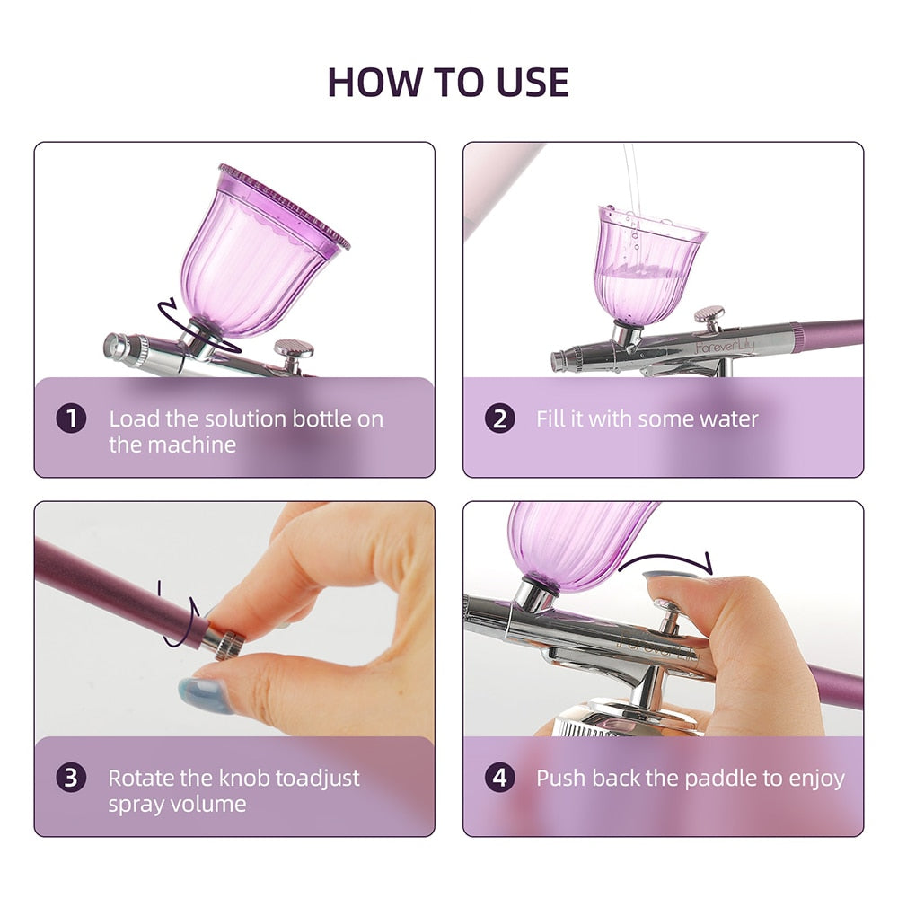 Top 0.3mm Mini Air Compressor Kit Air-Brush Paint Spray Gun Airbrush For Nail Art Tattoo Craft Cake Nano Fog Mist Sprayer