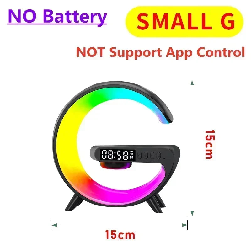 Multi-functional Desktop Clock Alarm Bluetooth Speaker Creativity RGB Night Light Wireless Charger Station For iPhone Samsung