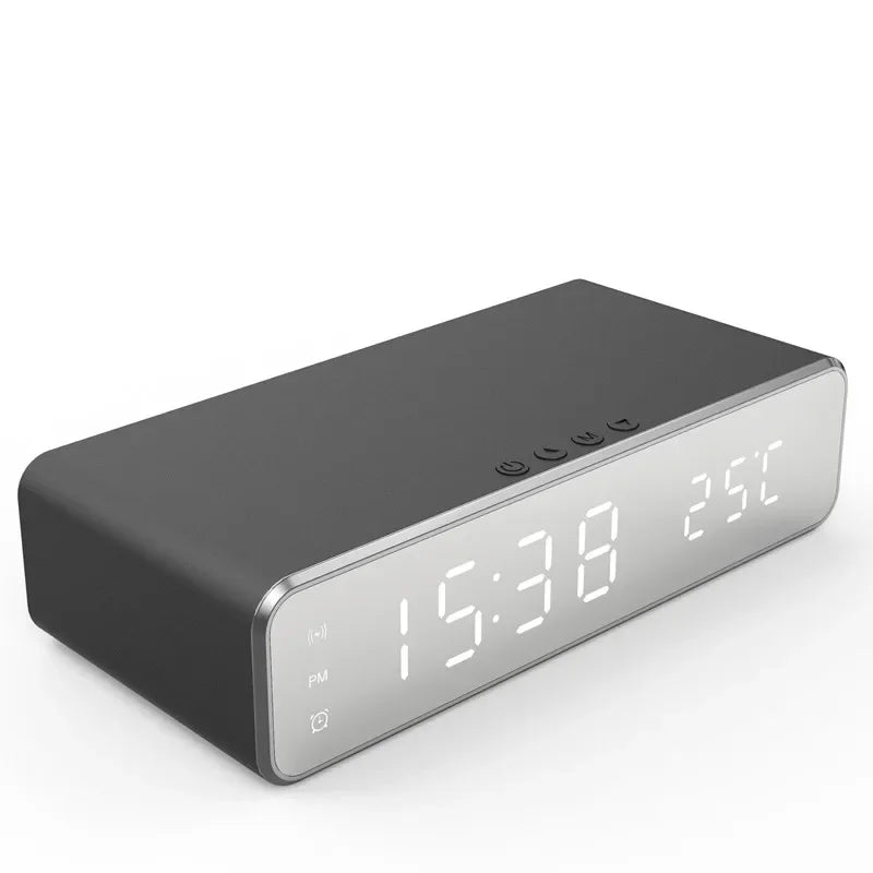LED Digital Date Thermometer Time Alarm Desk Table Clock Alarm 3 in 1 Wireless Charging Stand for iPhone 12 13 14 15 16 Samsung