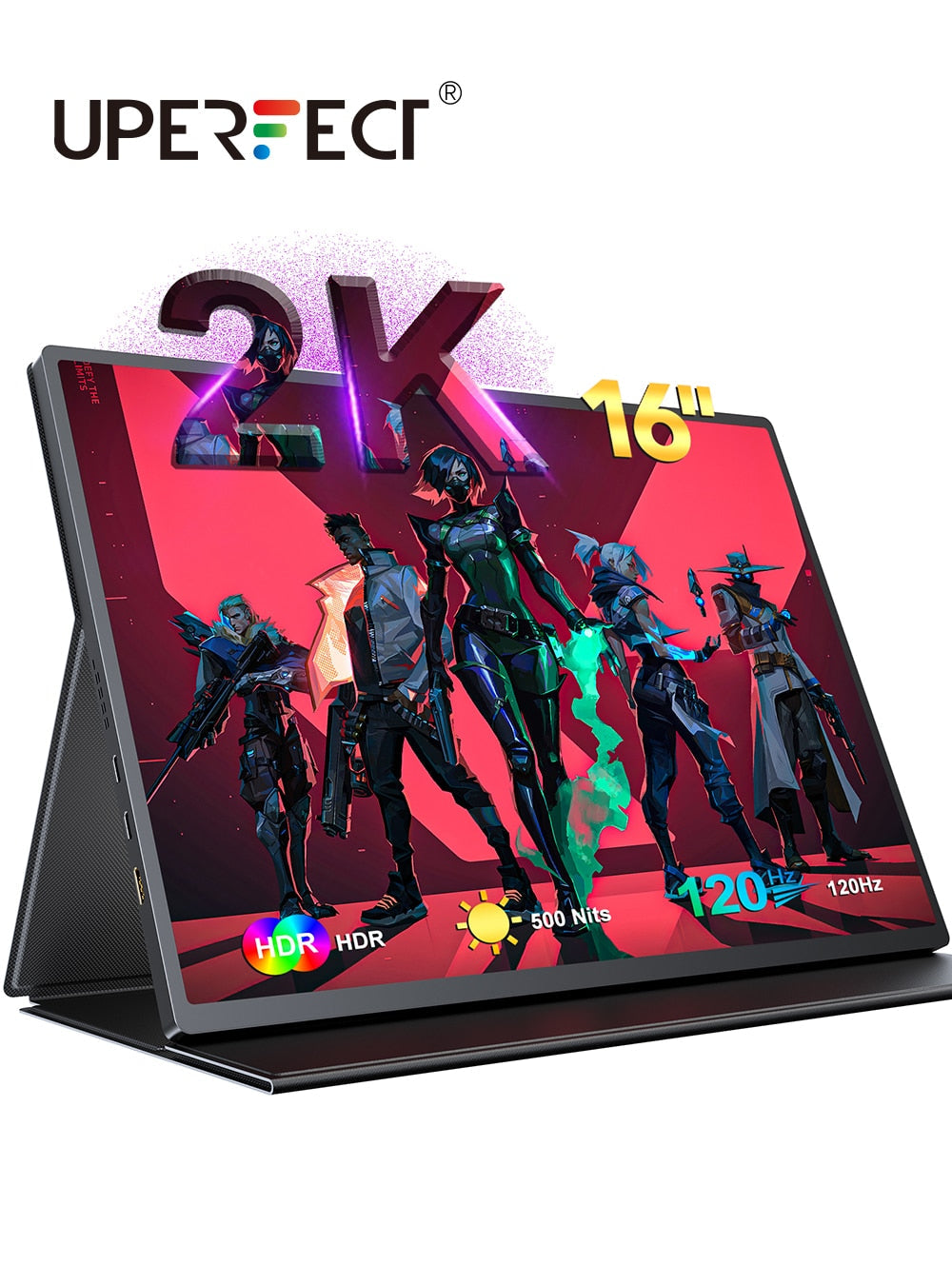 UPERFECT 16 inch 2K Portable Monitor 2560*1600 16:10 100%sRGB 500Cd/m² 120Hz Gaming Display For Xbox PS5 Switch Laptop Mac Phone
