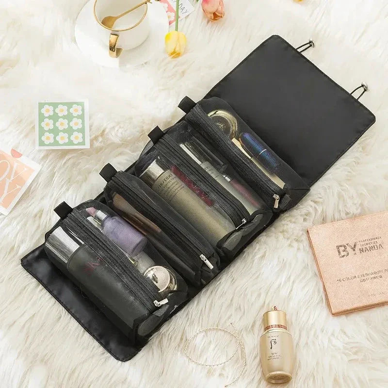 Mandotos 4 In 1 Detachable Cosmetic Bag Large Capacity Travel Organizer For Cosmetics And Toiletries Beige