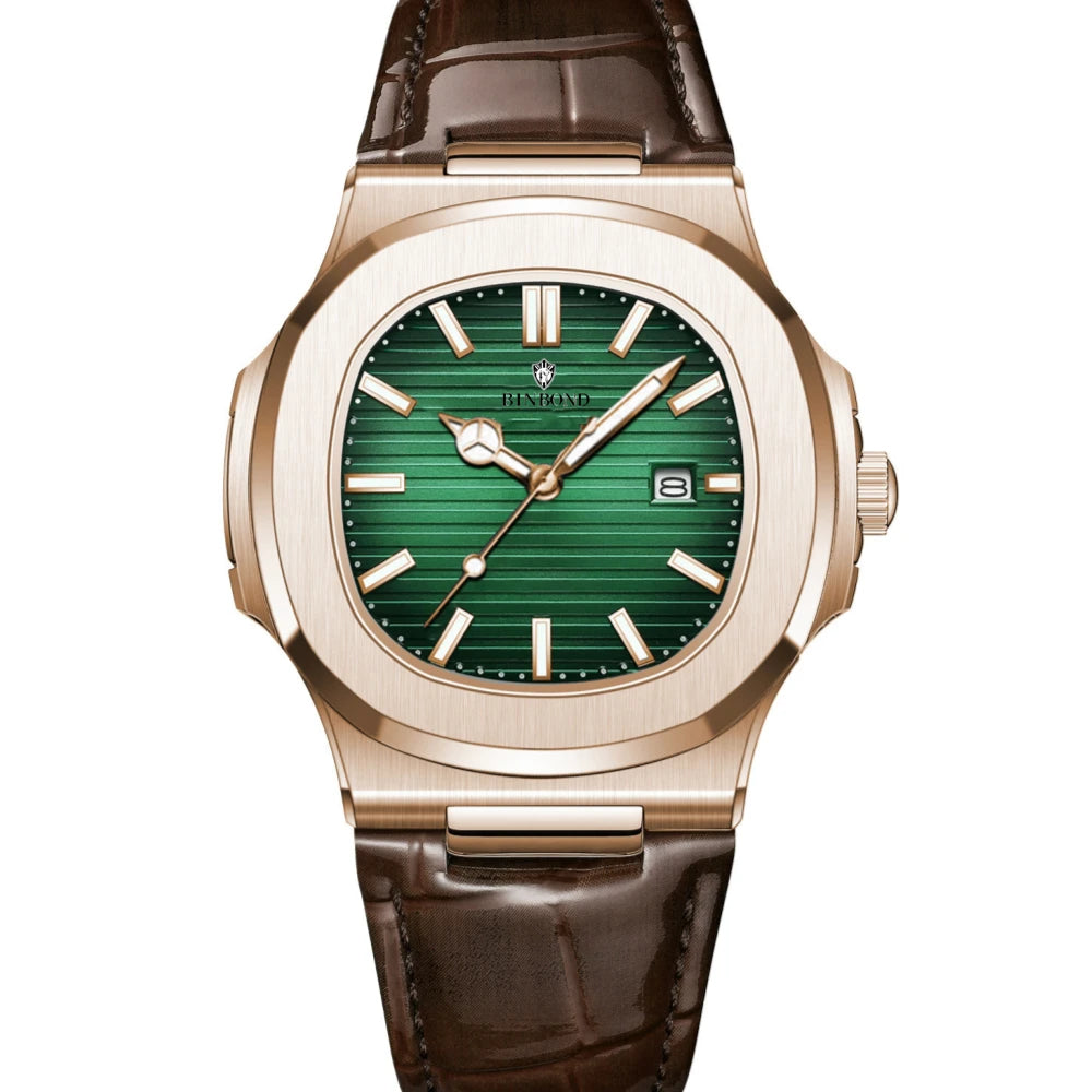 New Casual Business Rose Gold Clock Men Luxury Watch Automatic Watches Mens Top Fashion Quartz Wristwatches Gifts Reloj Hombre