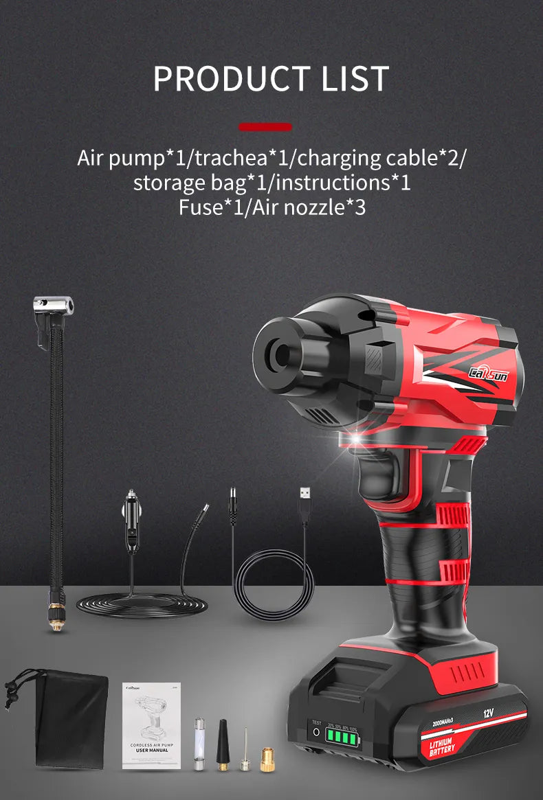 12V Cordless Tire Air Pump: Portable Electric Compressor for Tires – Auto Air Kompressor, Hassle-Free Inflation Anywhere