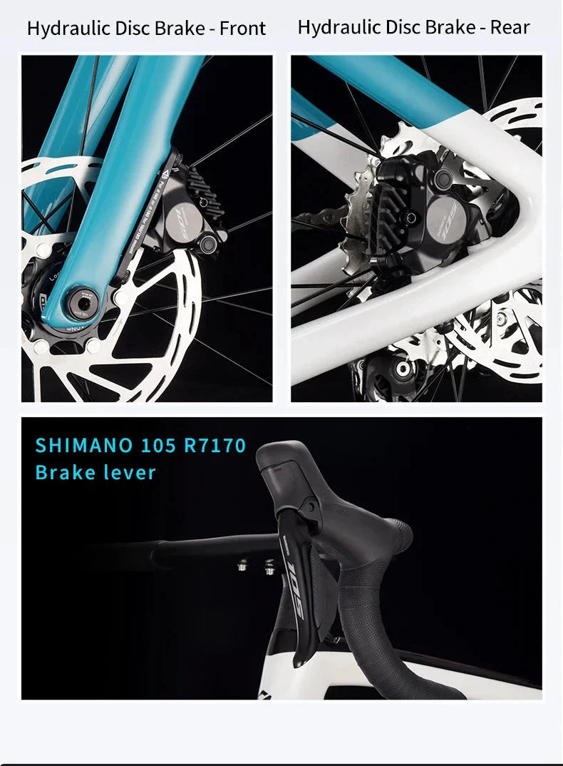 SAVA 2025NEW HAWKEYE SLR7 Carbon Fiber Road Bike with Shimano 105 DI2 R7170 Component Hydraulic Discs, Complete Adult Racing Set