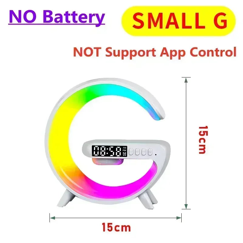 Multi-functional Desktop Clock Alarm Bluetooth Speaker Creativity RGB Night Light Wireless Charger Station For iPhone Samsung