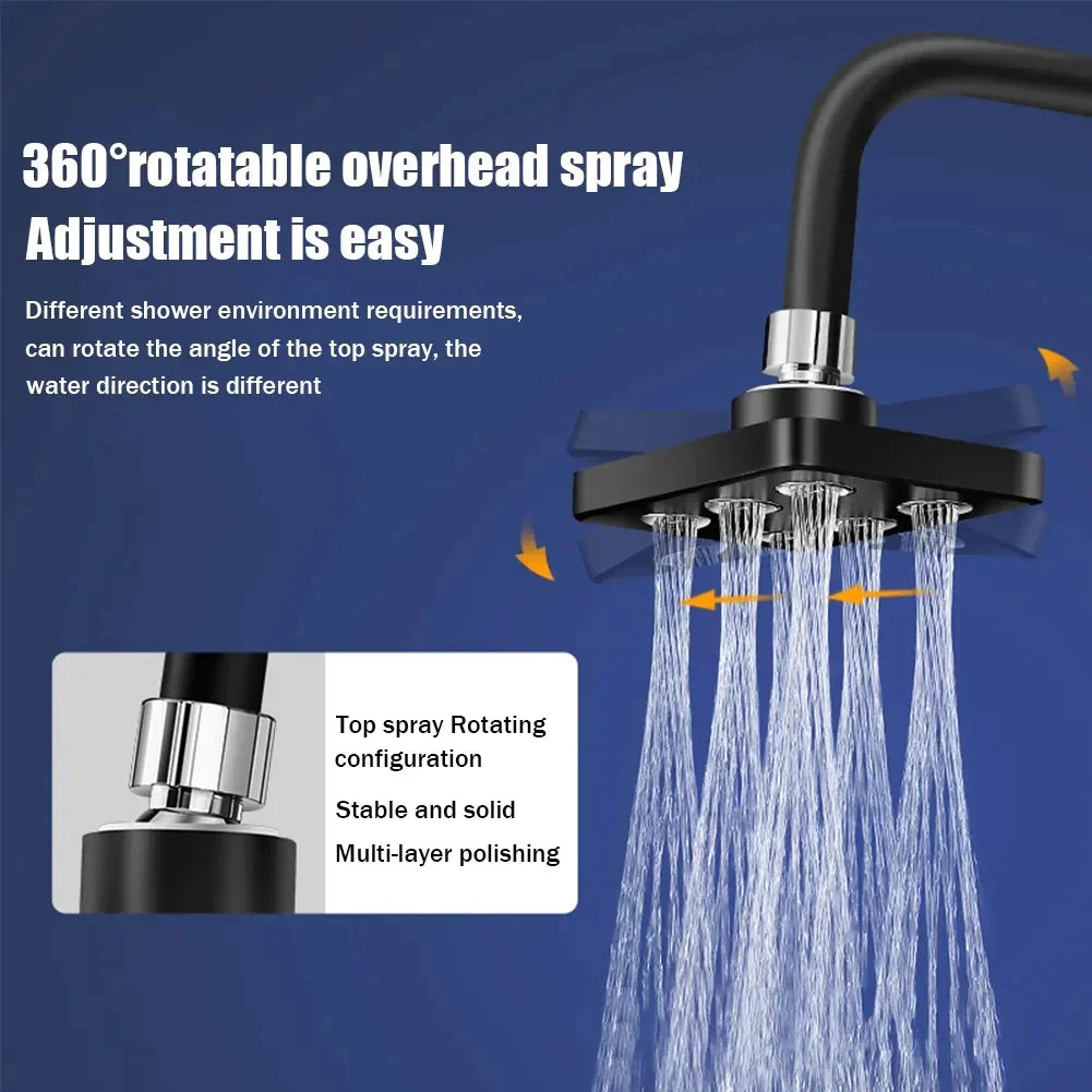 DecorBites™ High Pressure Rainfall Showerhead - 360 Degree Rotatable Filter Faucet Tap