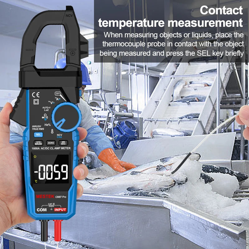 Mestek CM87Pro Clamp Meter 1000A 1000V AC DC True RMS Digital Clamp Meter Amperimetrica Capacitance Temperature Ohm Hz Tester