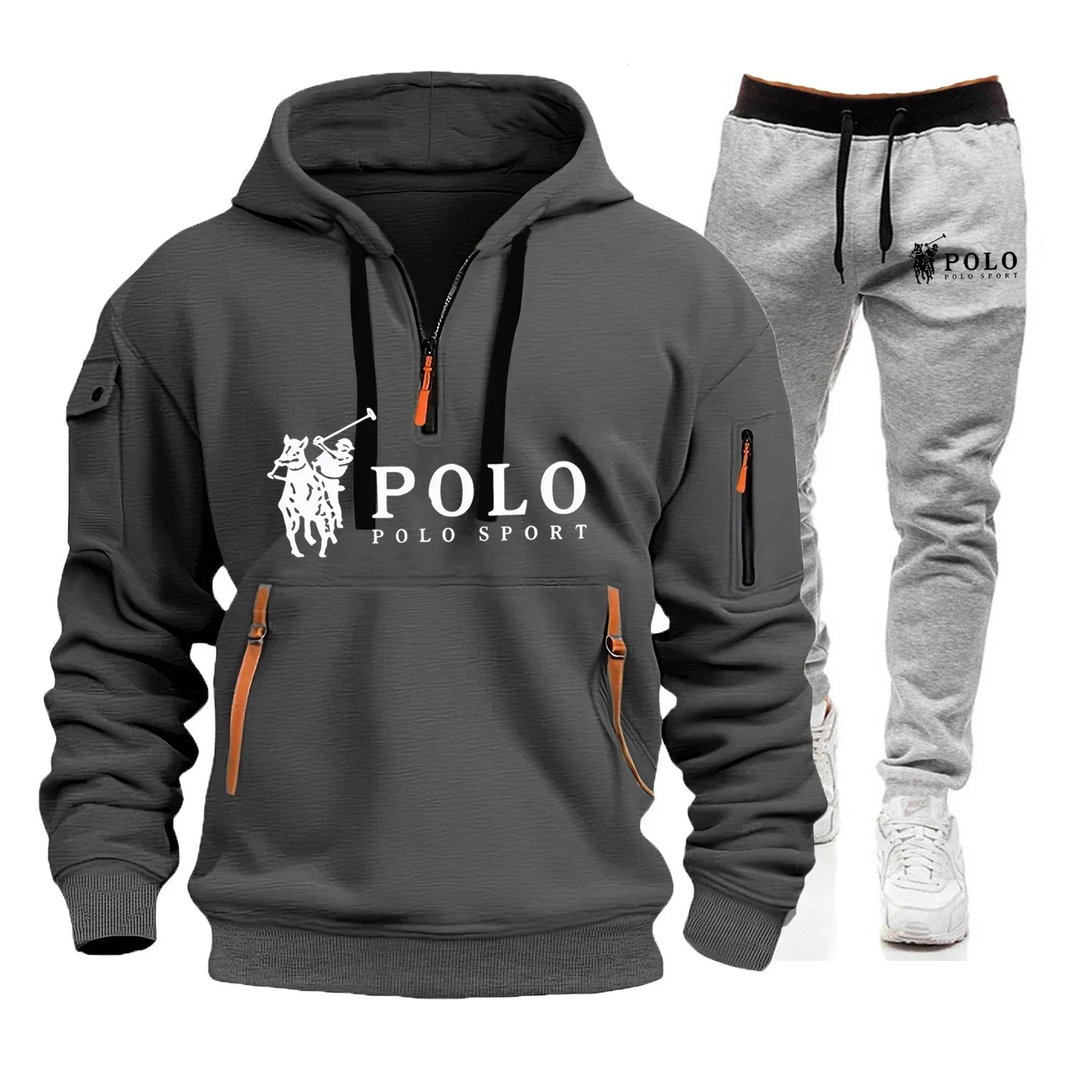 Autumn and Winter 2025 New Men's Casual Set, a Fashionable Outdoor Hiking Windproof and Warm Men's Hoodie and Pants 2-piece Set