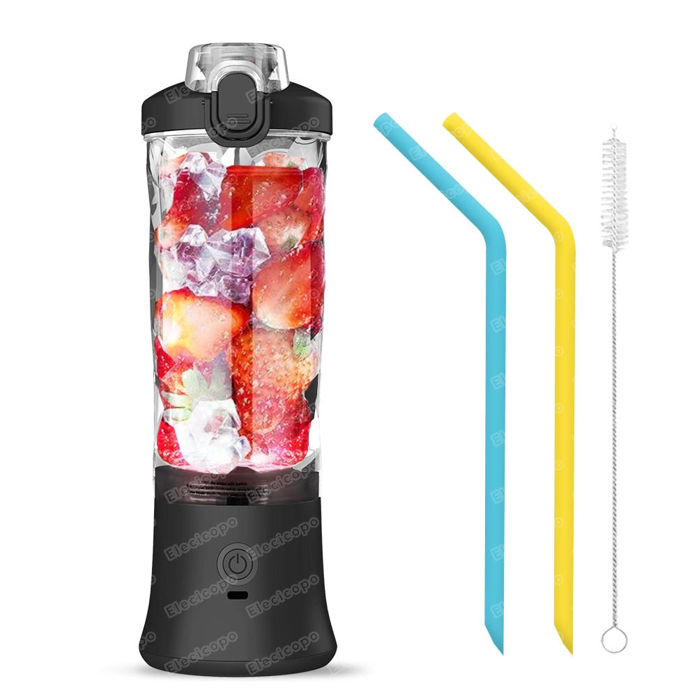 Multifunctional Portable Electric Juicer: 600ML Fruit Mixers Blender with 4000mAh USB Rechargeable Smoothie Mini Blender Machine