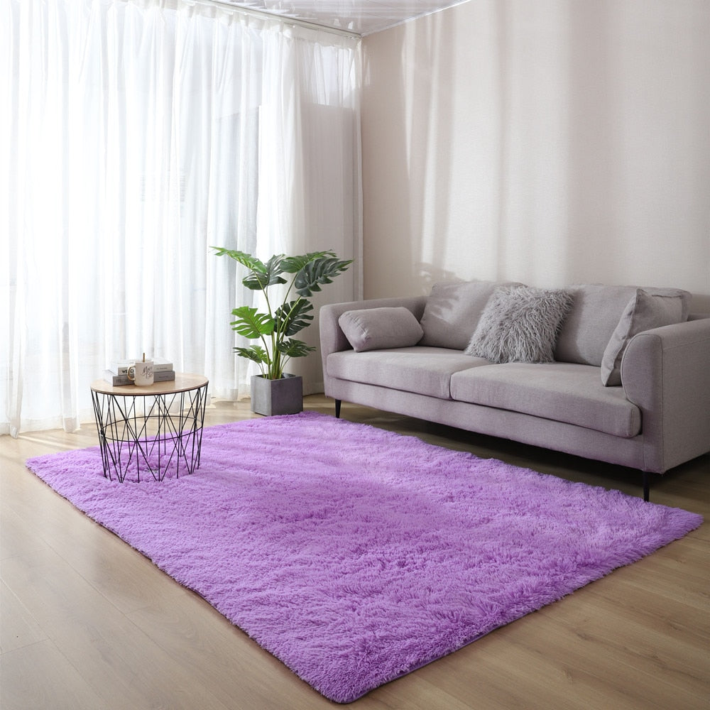 Plush Carpet for Living Room and Bedroom - Soft, Fluffy, and Anti-Slip Floor Rug - Elegant Lounge Decor and Solid Design