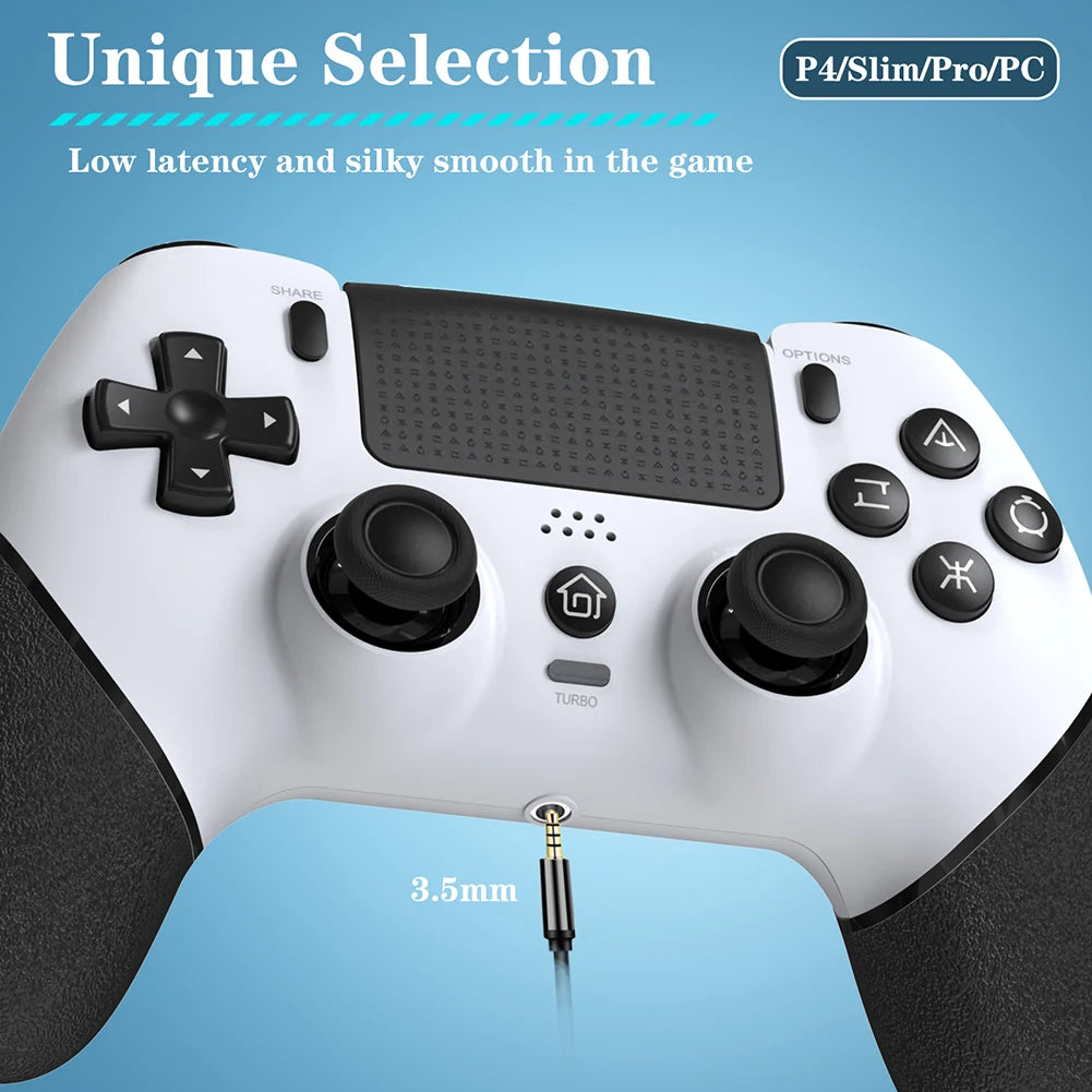 Wireless Controller 6 Axis Gyro Bluetooth-Compatible Console Controller Macros Turbo Dual Vibration Hall Effect Joystick for PS4