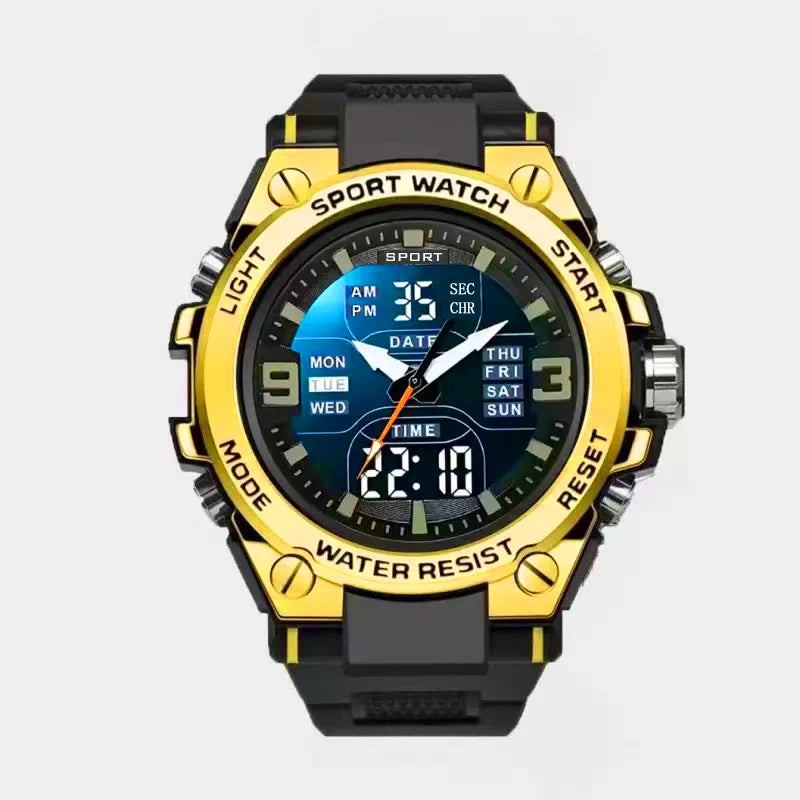 High-Quality Large Dial Led Luminous Watch for Men, Women, and Teenagers with Dual Calendar, Alarm Clock, Stopwatch, Outdoor Sports Digital and Analog Dual Display Watch