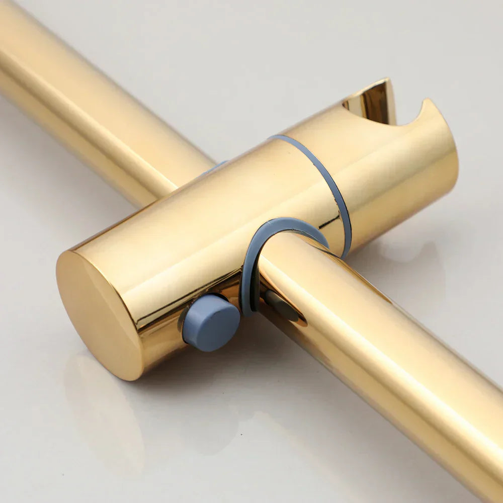 DecorBites™ Gold Finished Handheld Shower Rod Wall Mounted Double Hole Taps