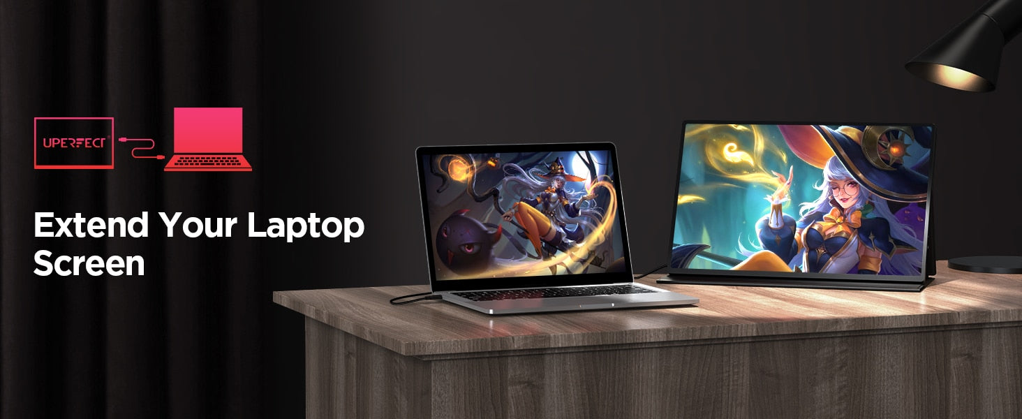 UPERFECT 16 inch 2K Portable Monitor 2560*1600 16:10 100%sRGB 500Cd/m² 120Hz Gaming Display For Xbox PS5 Switch Laptop Mac Phone