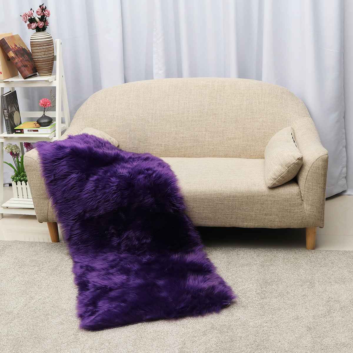 150x60cm Faux Soft Artificial Wool Fur Area Rugs Wool Shaggy Carpet Floor Mat Plush Sofa Cover Seat Pad for Living Room Bedroom